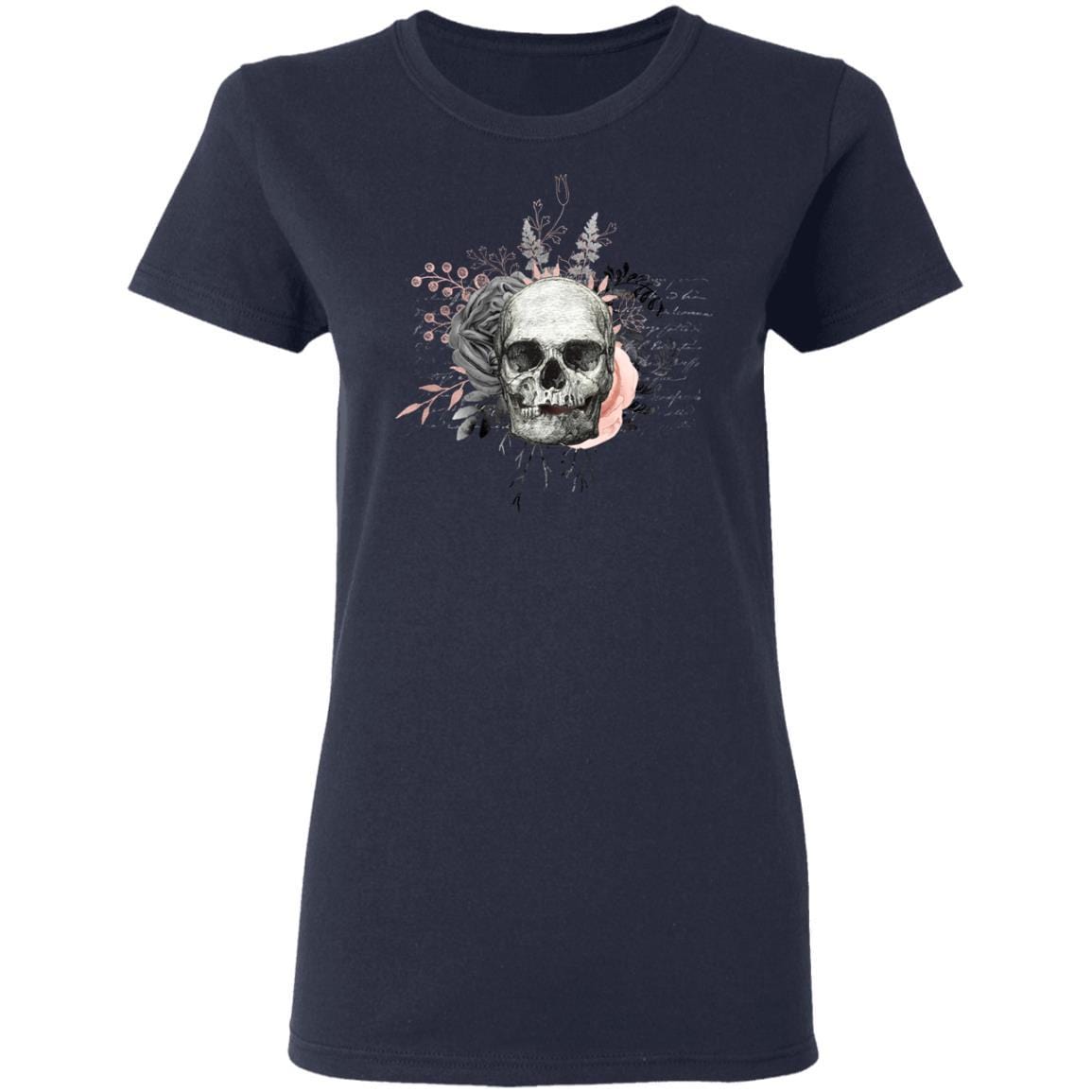 T-Shirts Navy / S Winey Bitches Co Skull Design # 3 Ladies' 5.3 oz. T-Shirt WineyBitchesCo