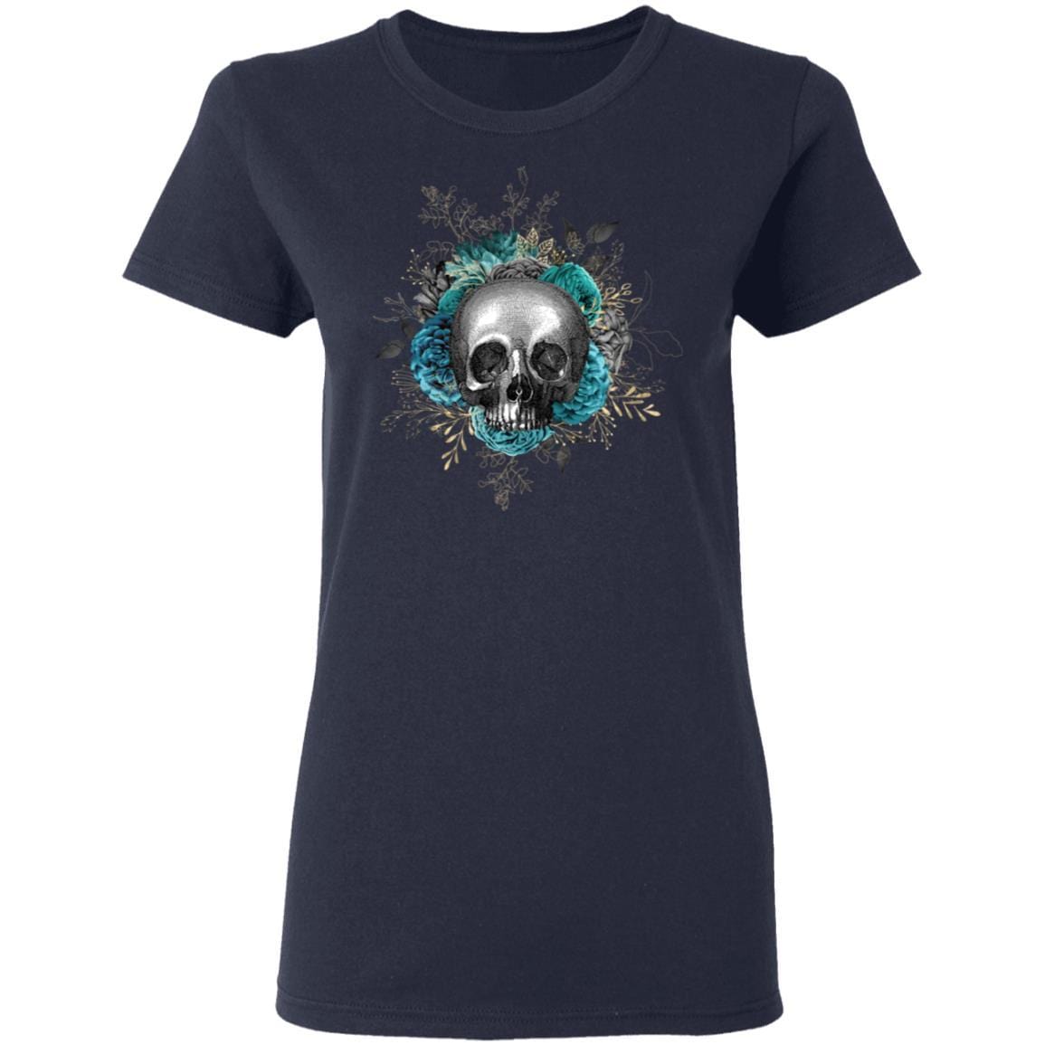 T-Shirts Navy / S Winey Bitches Co Skull Design #3 Ladies' 5.3 oz. T-Shirt WineyBitchesCo
