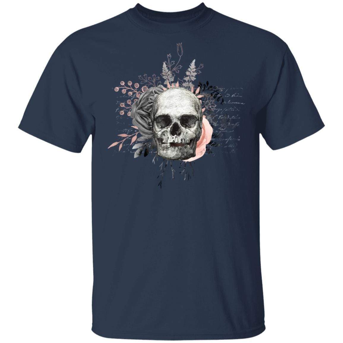 T-Shirts Navy / S Winey Bitches Co Skull Design #4 5.3 oz. T-Shirt WineyBitchesCo