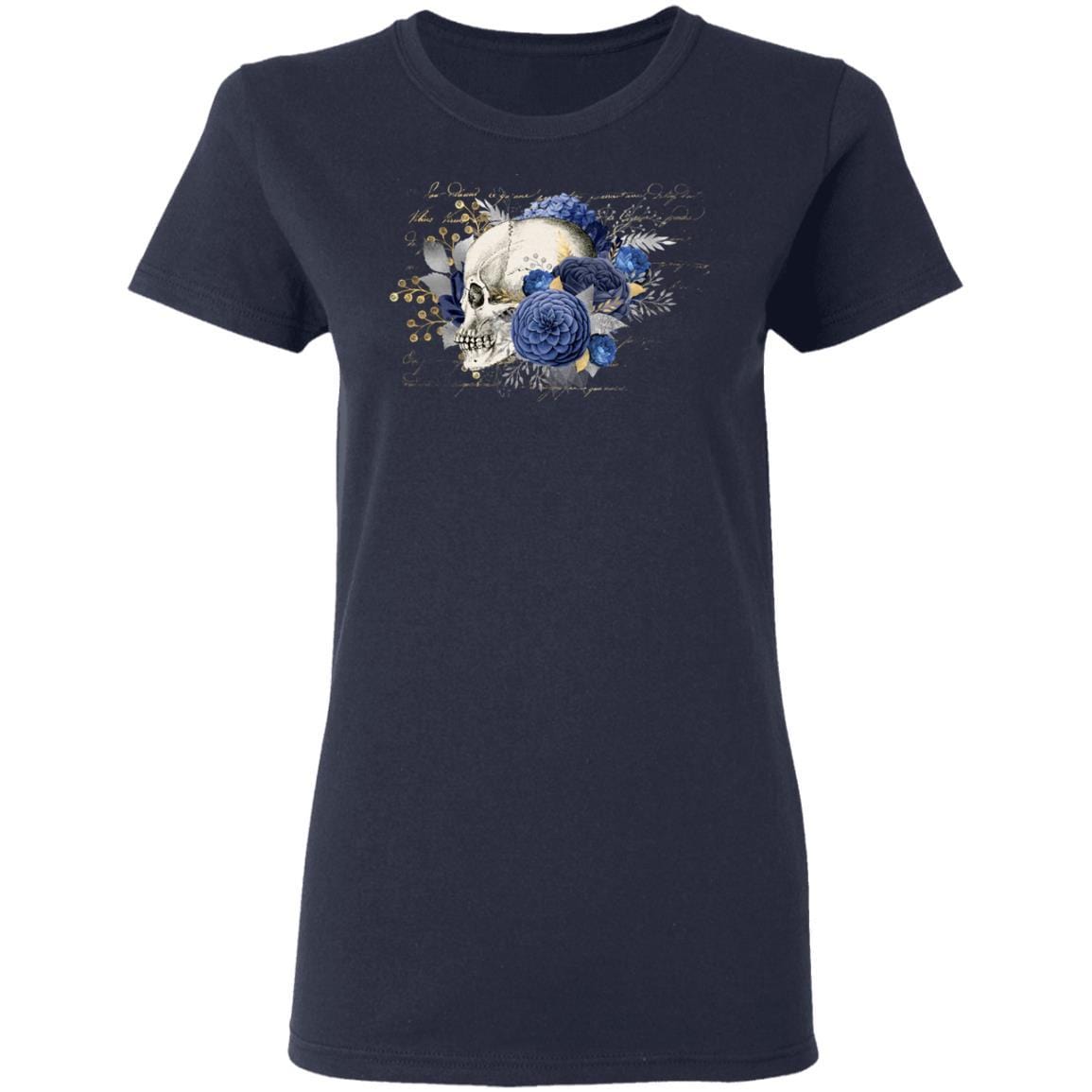 T-Shirts Navy / S Winey Bitches Co Skull Design #4 Ladies' 5.3 oz. T-Shirt WineyBitchesCo