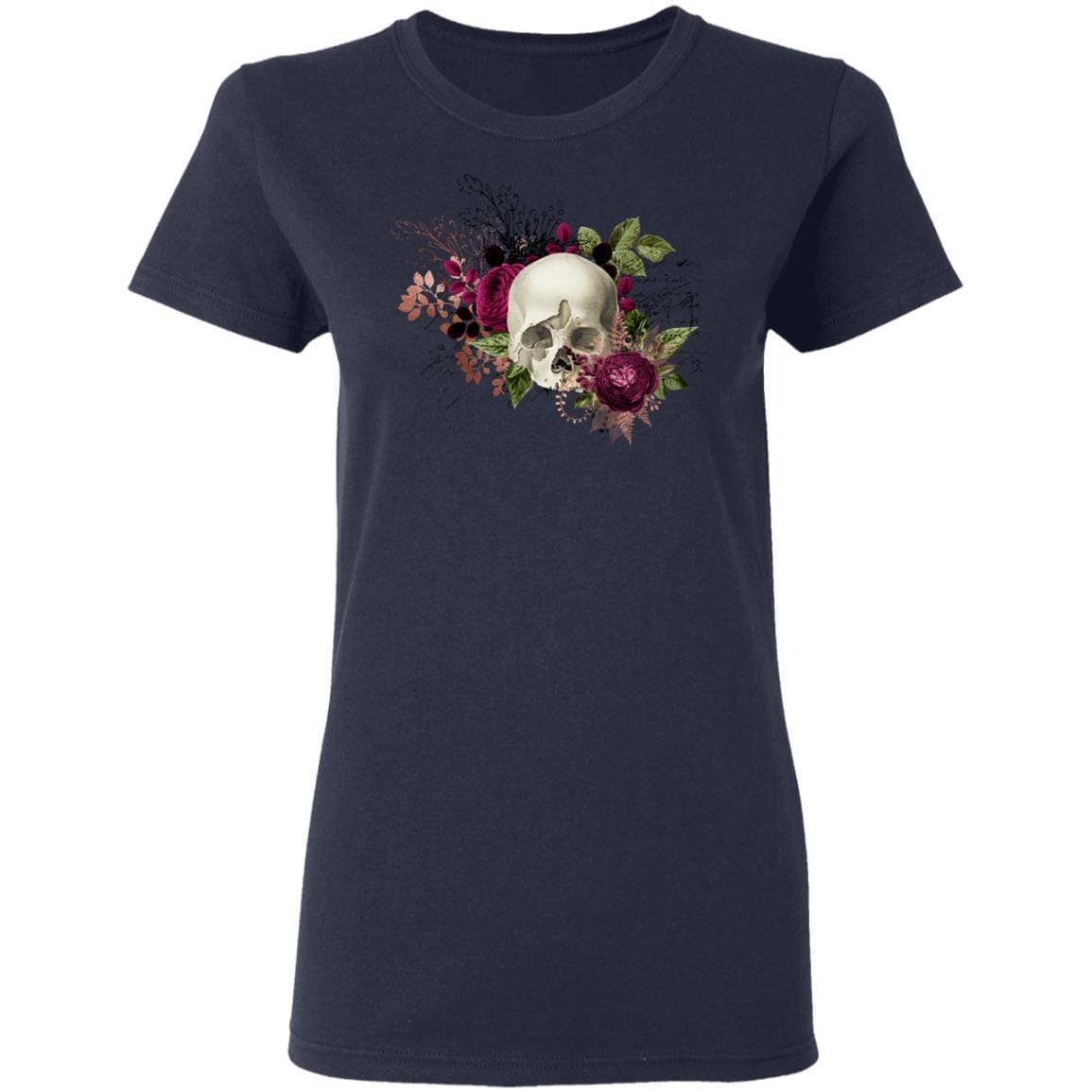 T-Shirts Navy / S Winey Bitches Co Skull Design #6 Ladies' 5.3 oz. T-Shirt WineyBitchesCo