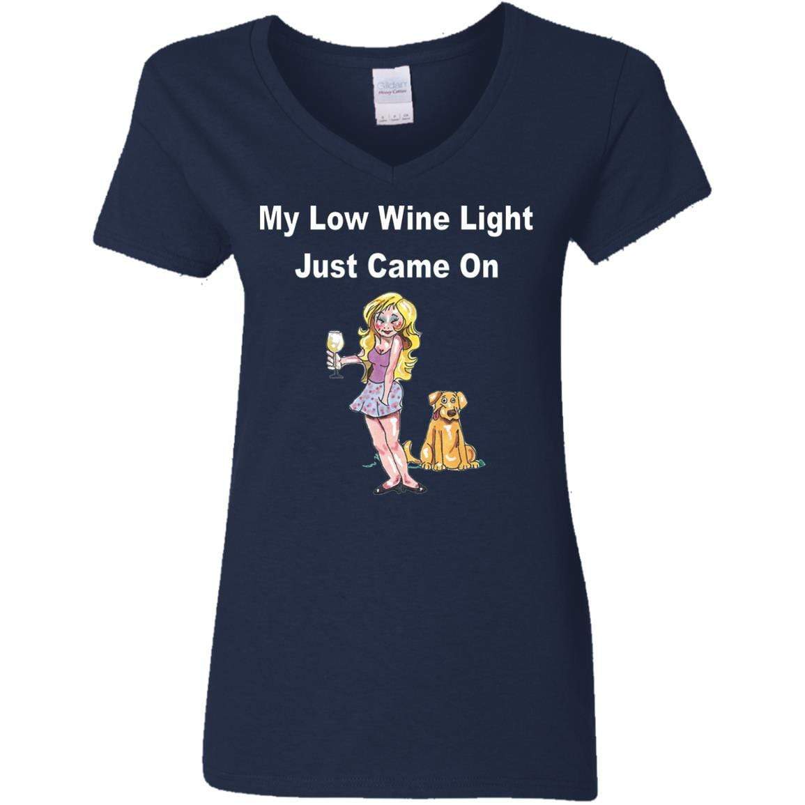 T-Shirts Navy / S WineyBitches.co 'Low Wine Light" Ladies' 5.3 oz. V-Neck T-Shirt WineyBitchesCo