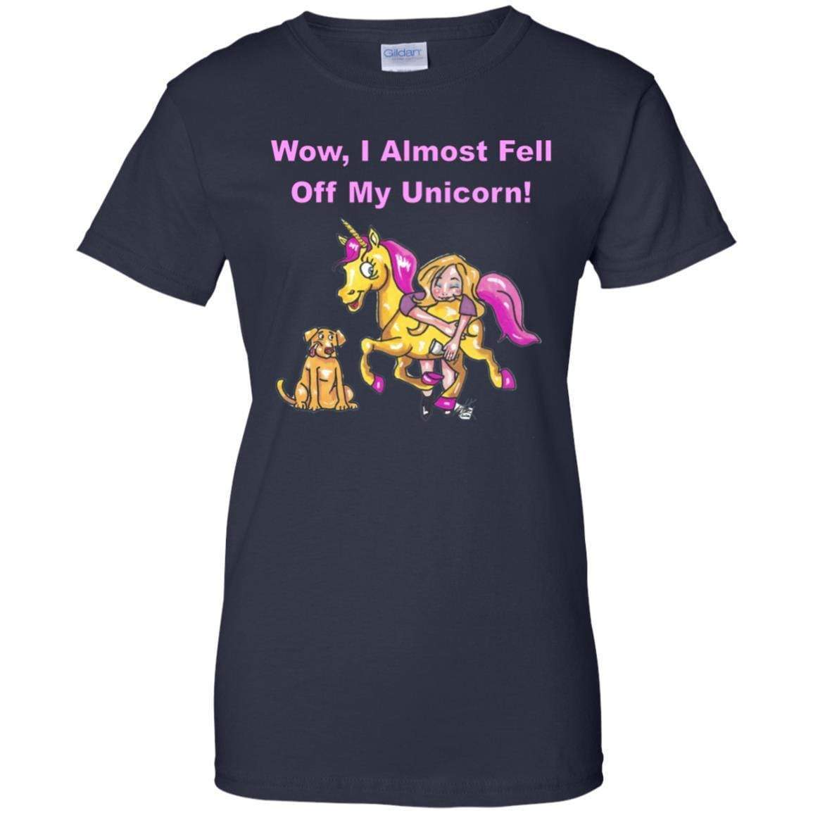 T-Shirts Navy / X-Small WineyBitches.co "Wow I Almost Fell Off My Unicorn Ladies' 100% Cotton T-Shirt WineyBitchesCo