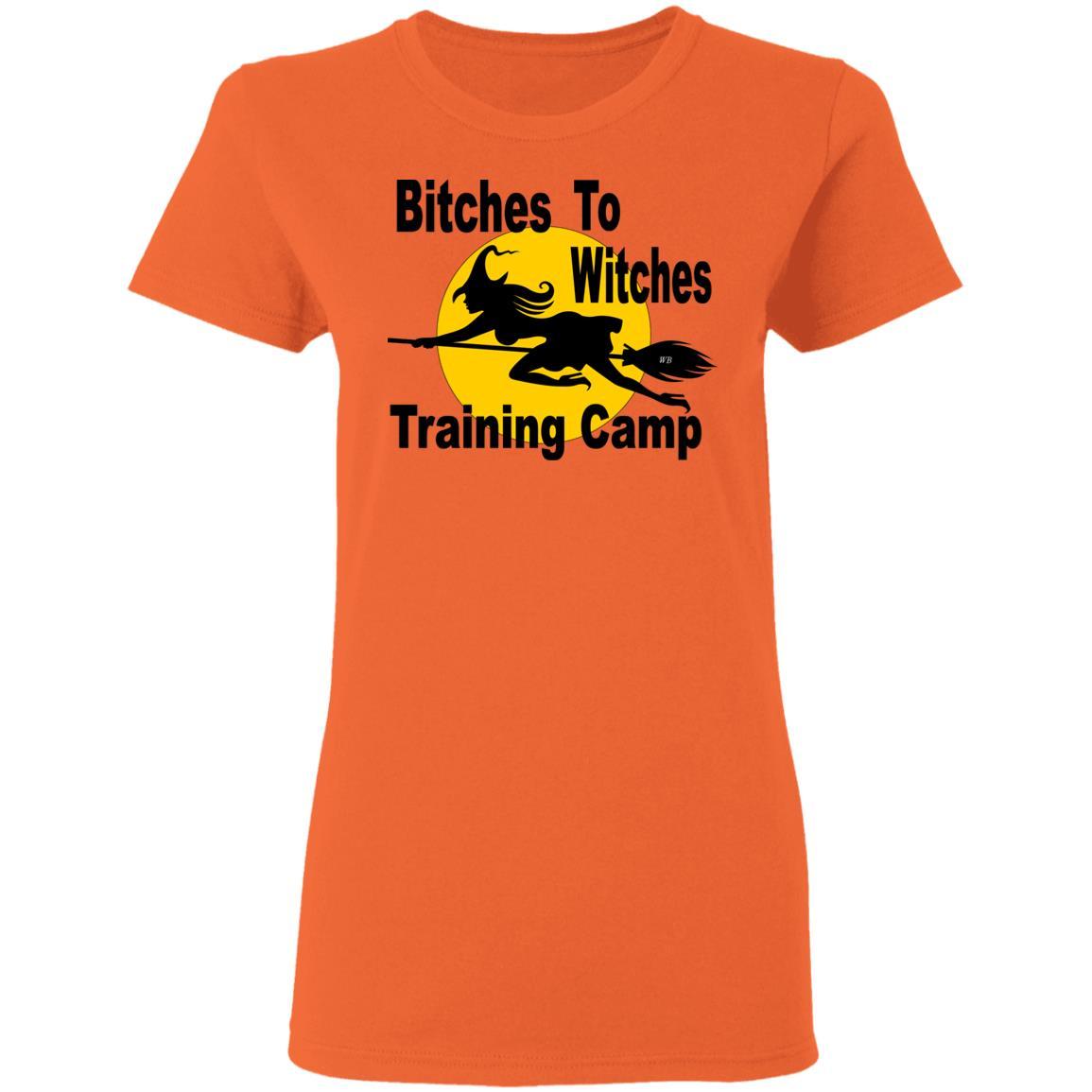 T-Shirts Orange / S WineyBitches.Co "Bitches To Witches Training Camp" Halloween Ladies' 5.3 oz. T-Shirt WineyBitchesCo