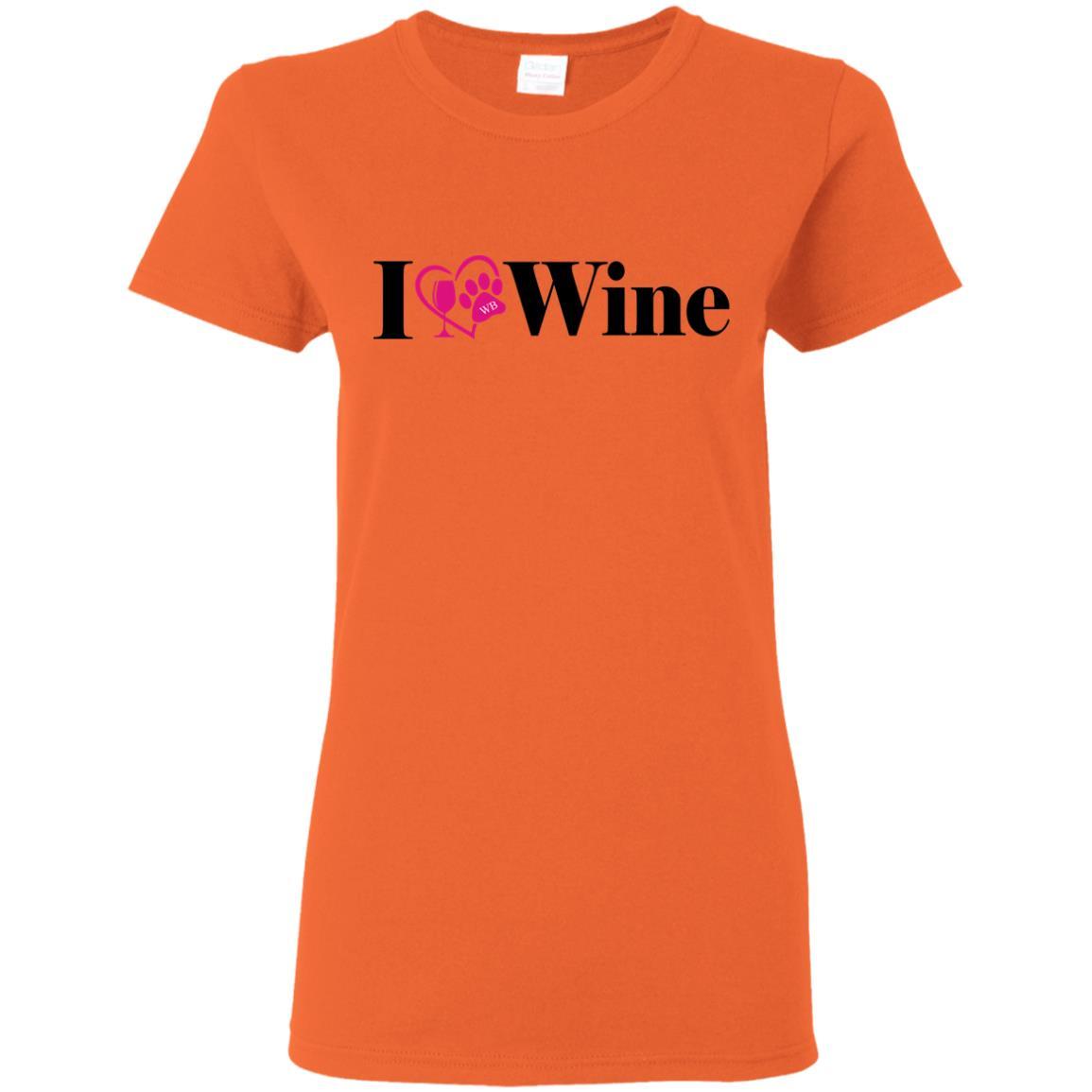 T-Shirts Orange / S WineyBitches.Co "I Love Wine" Ladies' 5.3 oz. T-Shirt WineyBitchesCo