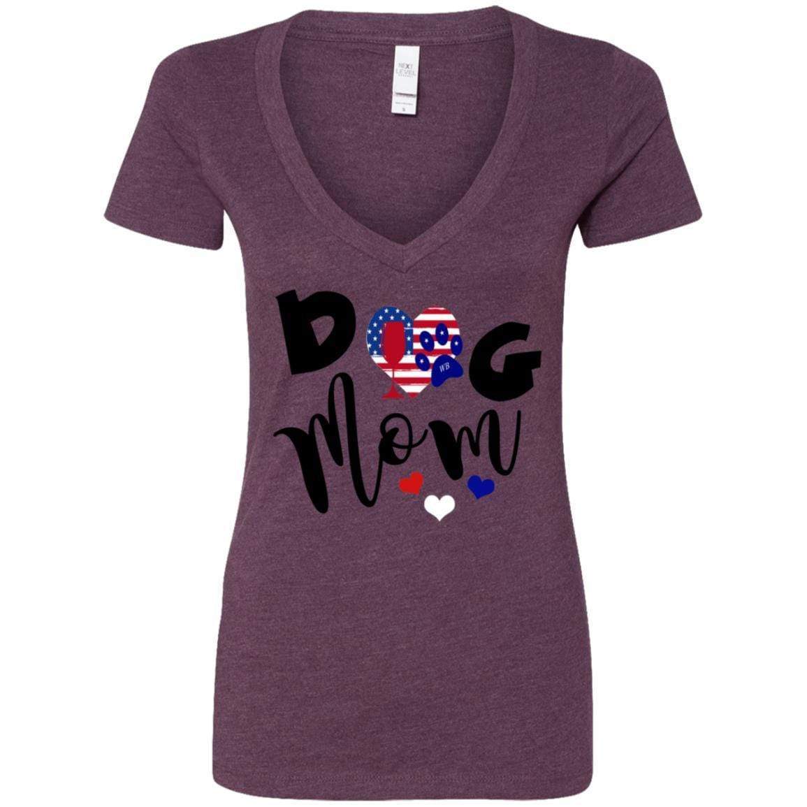 T-Shirts Plum / S WineyBitches.Col Dog Mom Ladies' Deep V-Neck T-Shirt WineyBitchesCo