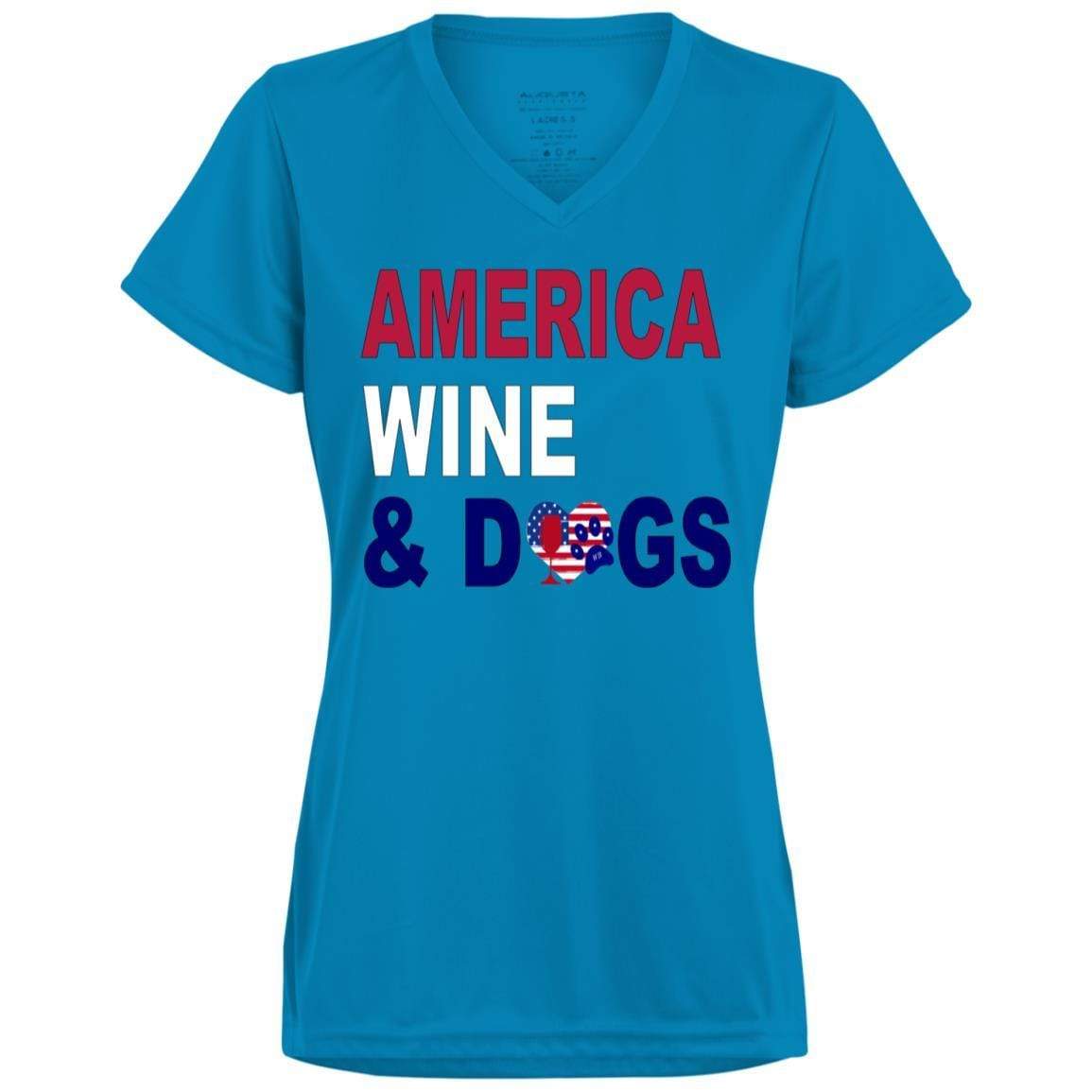 T-Shirts Power Blue / X-Small WineyBitches.Co America Wine Dogs Ladies' Wicking T-Shirt WineyBitchesCo