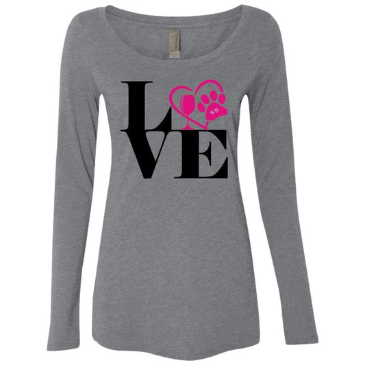 T-Shirts Premium Heather / S WineyBitches.Co "Love Paw 2" Next Level Ladies' Triblend LS Scoop WineyBitchesCo
