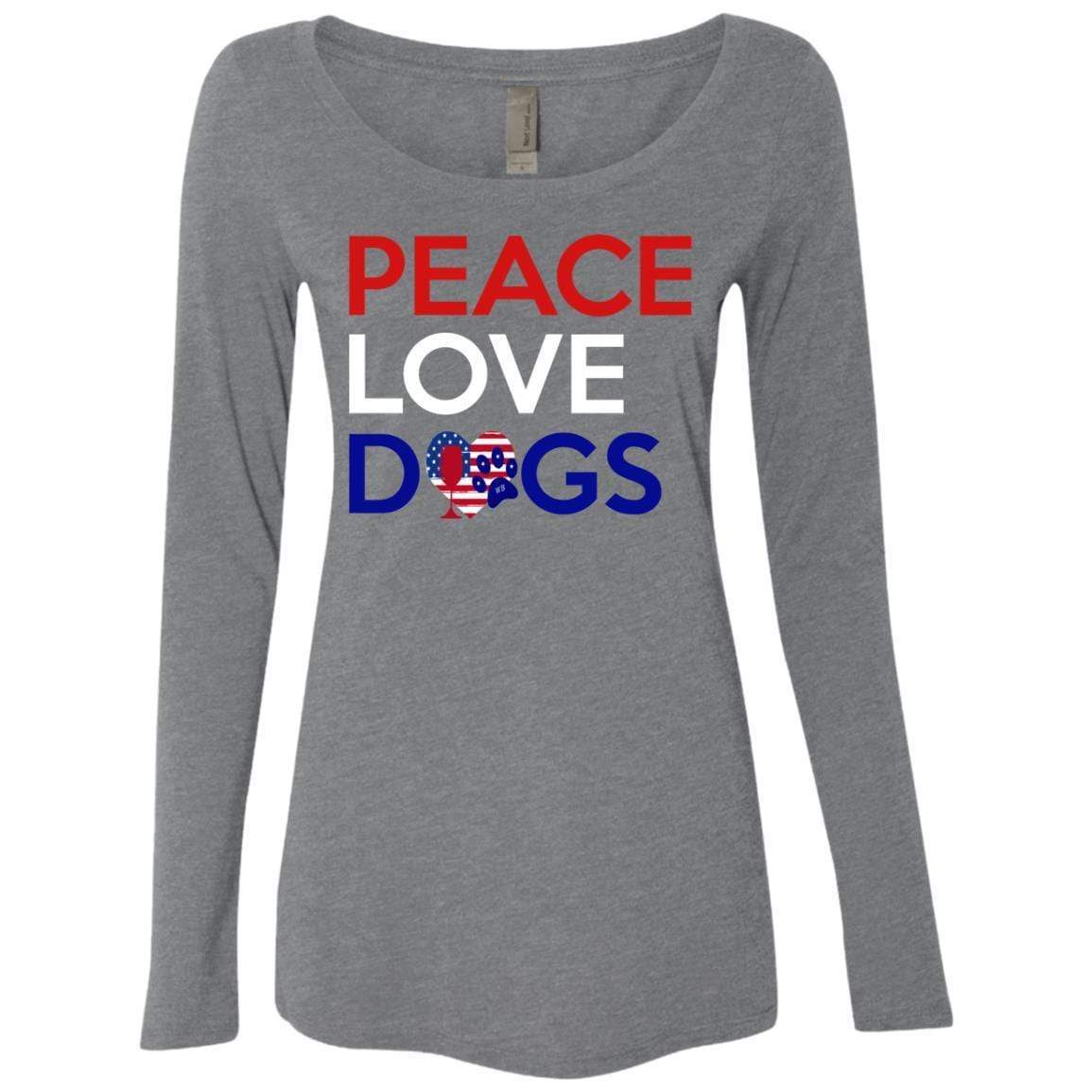 T-Shirts Premium Heather / S WineyBitches.Co Peace Love Dogs Ladies' Triblend LS Scoop WineyBitchesCo