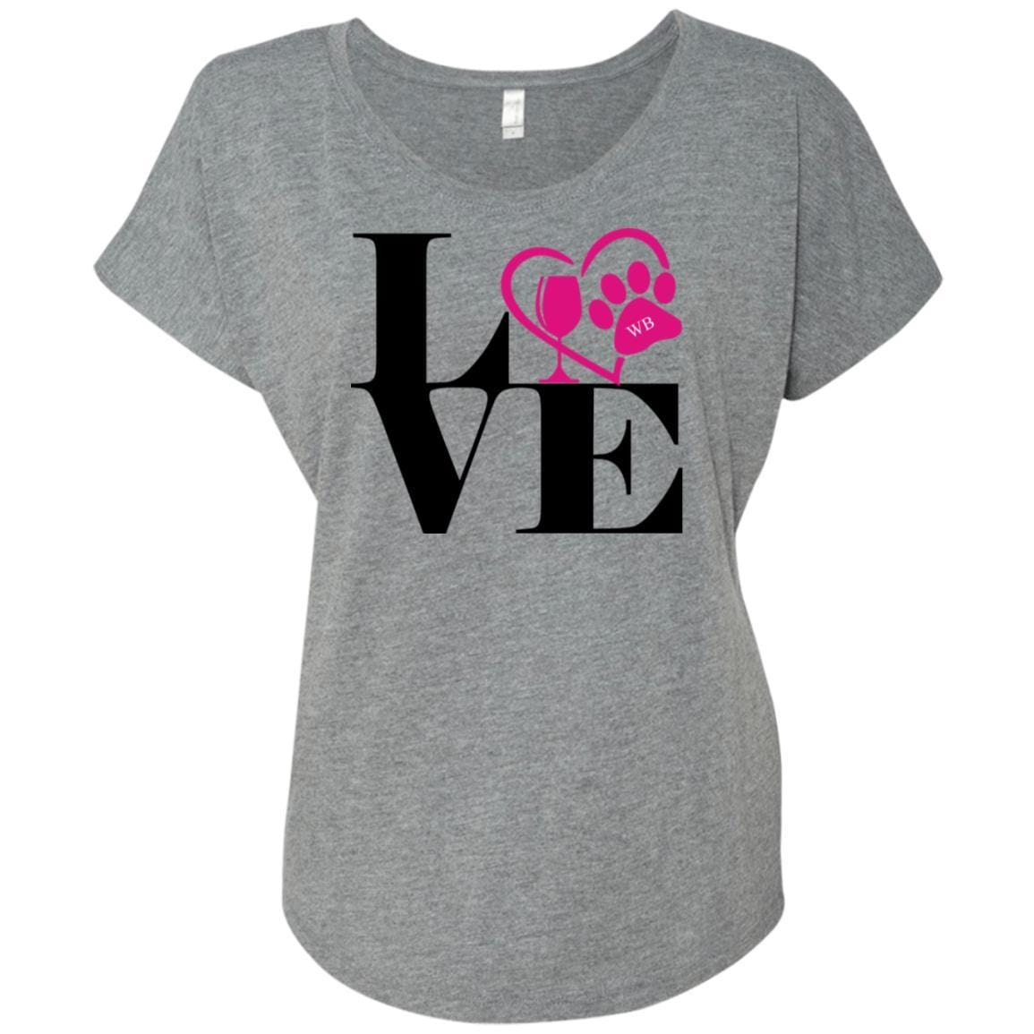 T-Shirts Premium Heather / X-Small WineyBitches.Co "Love Paw 2" Ladies' Triblend Dolman Sleeve WineyBitchesCo