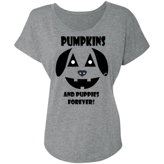 T-Shirts Premium Heather / X-Small WineyBitches.Co "Pumpkins And Puppies Forever" Halloween Ladies' Triblend Dolman Sleeve WineyBitchesCo