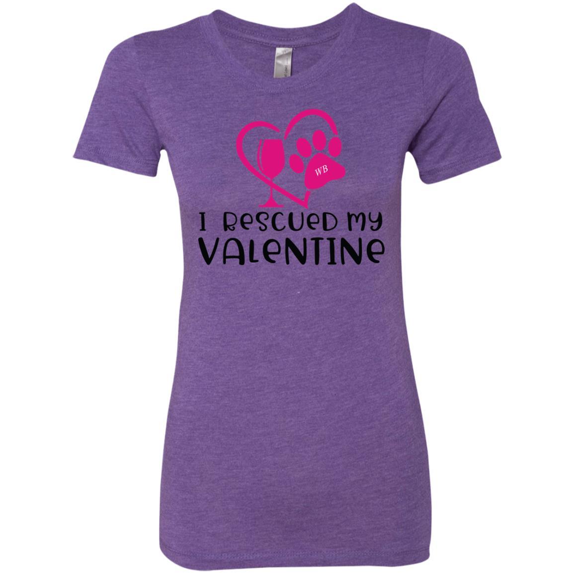 T-Shirts Purple Rush / S Winey Bitches Co "I Rescued My Valentine" Ladies' Triblend T-Shirt WineyBitchesCo