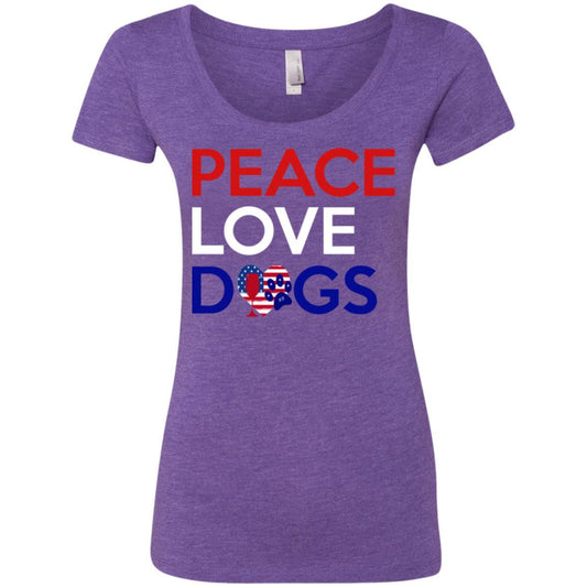 T-Shirts Purple Rush / S WineyBitches.Co Peace Love Dogs Ladies' Triblend Scoop WineyBitchesCo