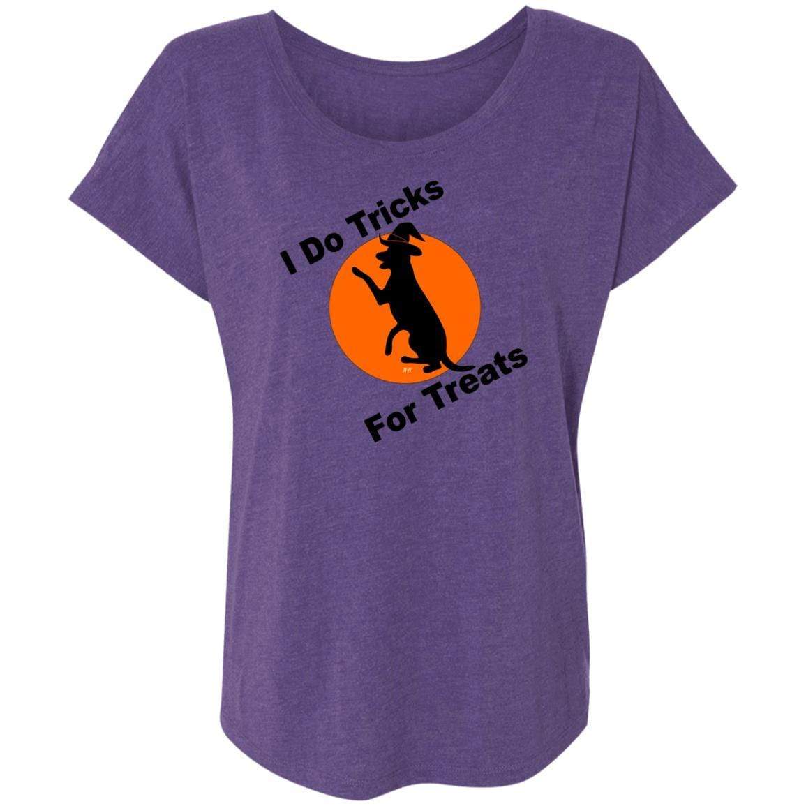 T-Shirts Purple Rush / X-Small WineyBitches.Co "I Do Tricks For Treats" Dog- Ladies' Triblend Dolman Sleeve WineyBitchesCo