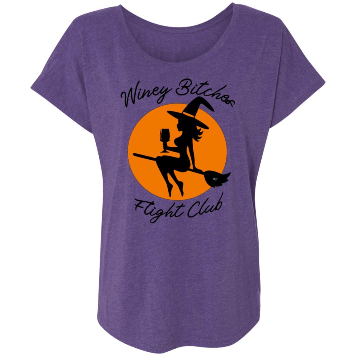 T-Shirts Purple Rush / X-Small WineyBitches.Co "Winey Bitches Flight Club" Ladies' Triblend Dolman Sleeve WineyBitchesCo