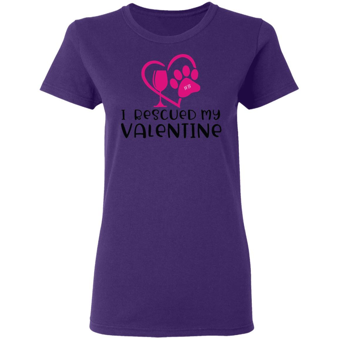 T-Shirts Purple / S Winey Bitches Co "I Rescued My Valentine" Ladies' 5.3 oz. T-Shirt WineyBitchesCo