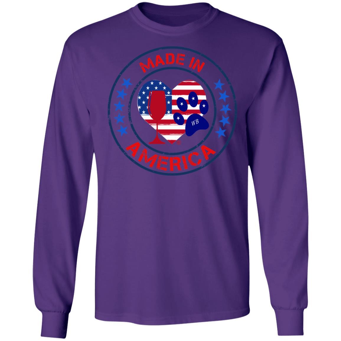 T-Shirts Purple / S Winey Bitches Co "Made In America" LS Ultra Cotton T-Shirt WineyBitchesCo