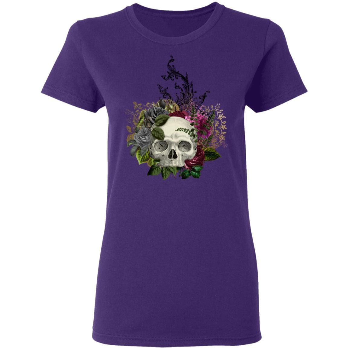 T-Shirts Purple / S Winey Bitches Co Skull Design #1 Ladies' 5.3 oz. T-Shirt WineyBitchesCo
