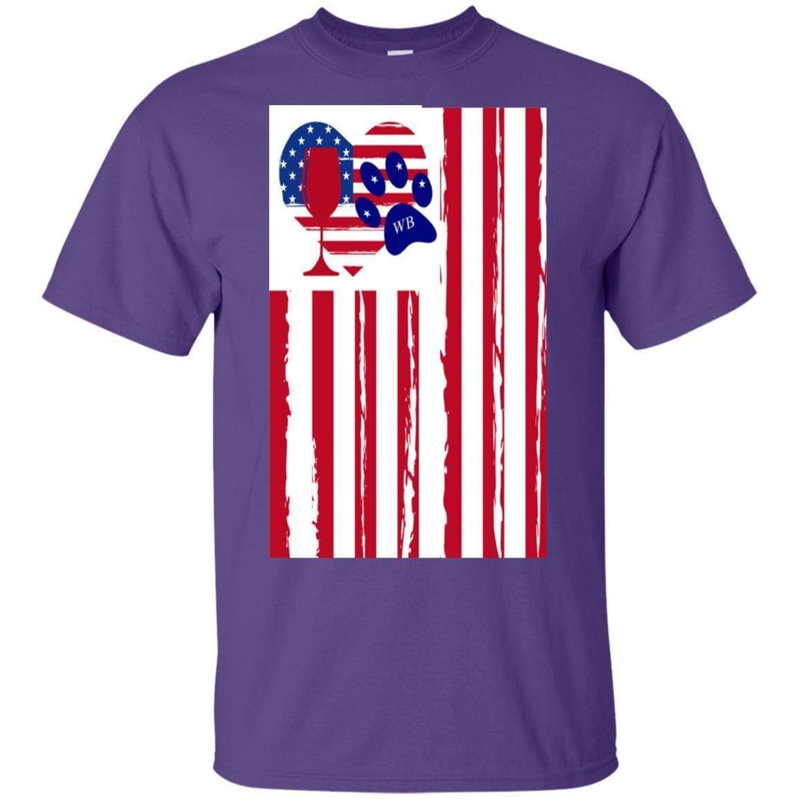 T-Shirts Purple / S WineyBitches.Co American Flag Wine Paw Heart Ultra Cotton T-Shirt WineyBitchesCo