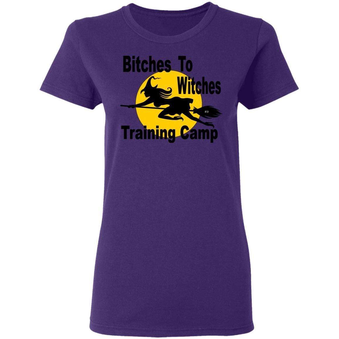 T-Shirts Purple / S WineyBitches.Co "Bitches To Witches Training Camp" Halloween Ladies' 5.3 oz. T-Shirt WineyBitchesCo