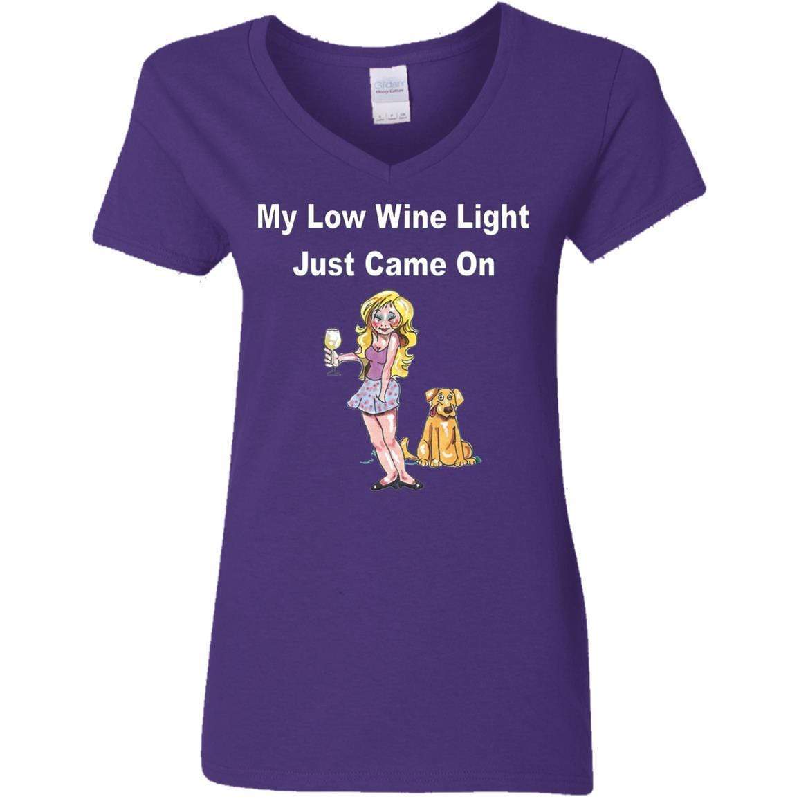 T-Shirts Purple / S WineyBitches.co 'Low Wine Light" Ladies' 5.3 oz. V-Neck T-Shirt WineyBitchesCo