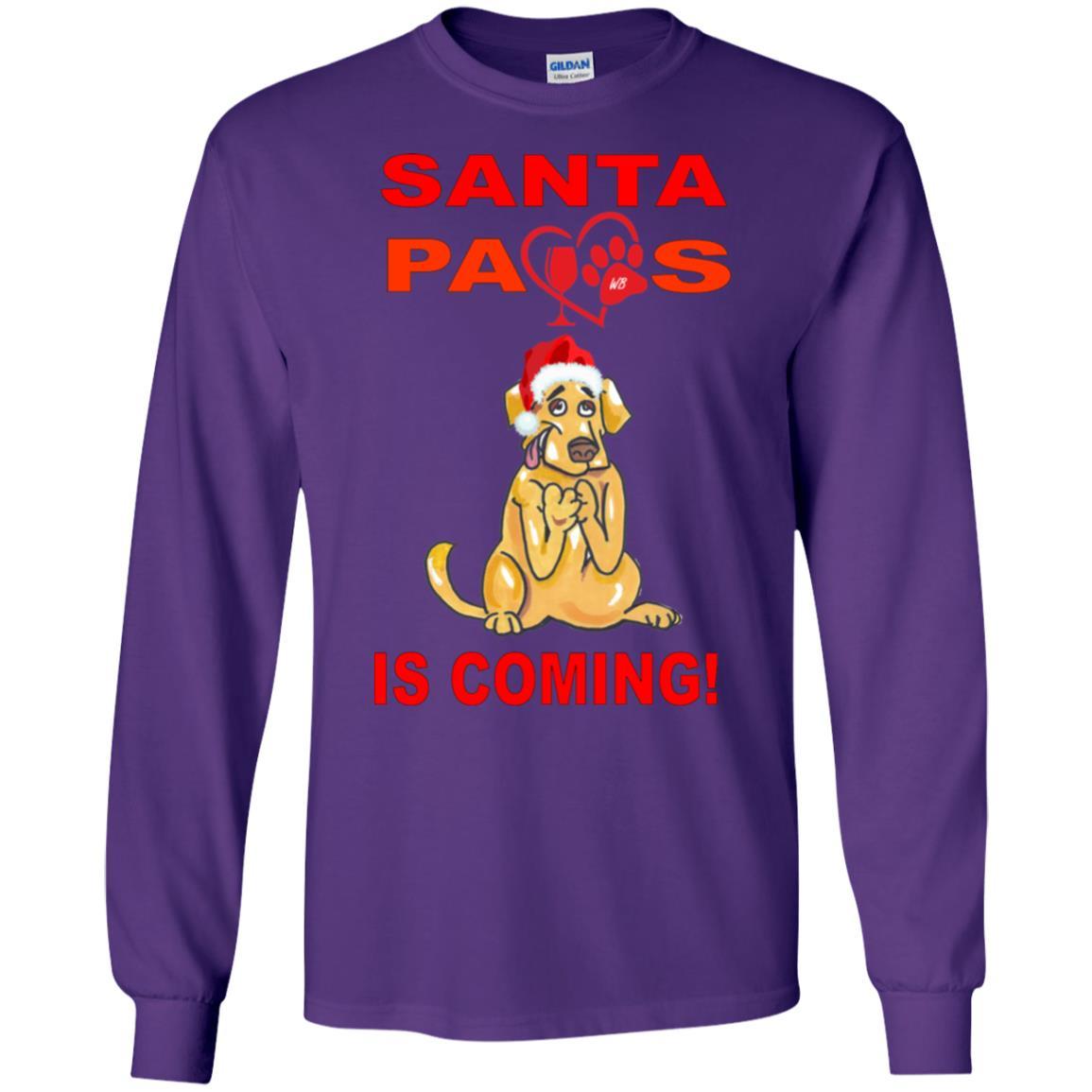 T-Shirts Purple / S WineyBitches.co "Santa Paws Is Coming" LS Ultra Cotton T-Shirt WineyBitchesCo