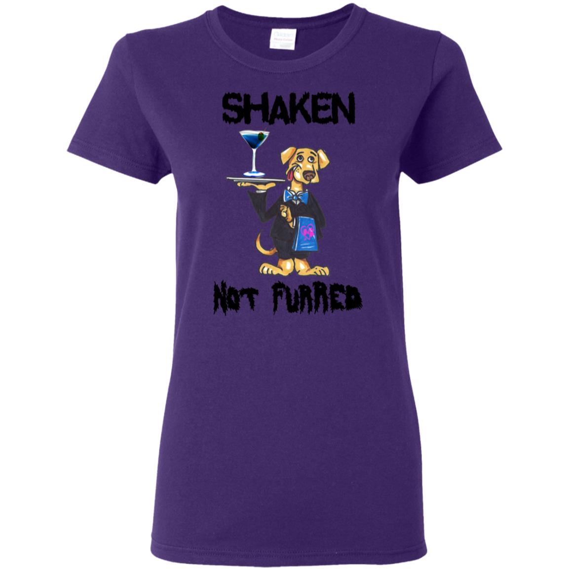 T-Shirts Purple / S WineyBitches.Co "Shaken Not Furred" Ladies' 5.3 oz. T-Shirt WineyBitchesCo