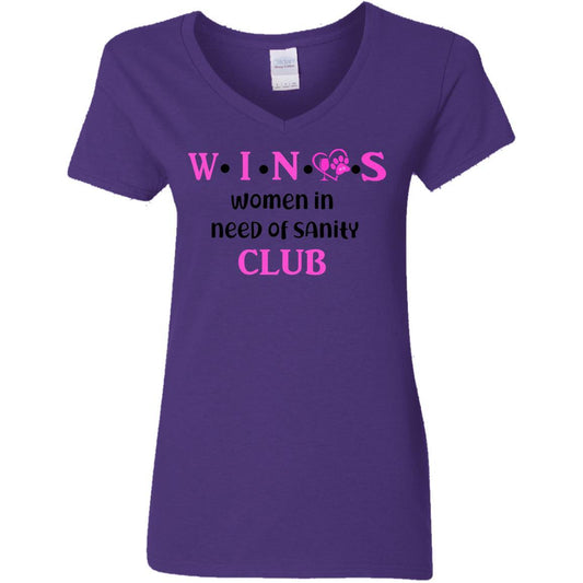T-Shirts Purple / S WineyBitches.Co WINOS Club Ladies' 5.3 oz. V-Neck T-Shirt (Pink Lettering) WineyBitchesCo