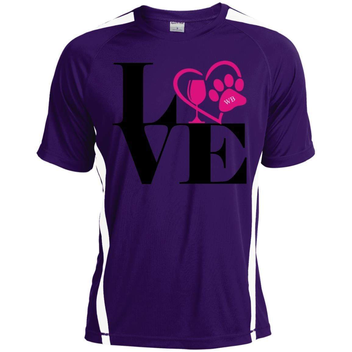 T-Shirts Purple/White / X-Small WineyBitches.Co "Love Paw 2" Sport-Tek Colorblock Dry Zone Crew WineyBitchesCo