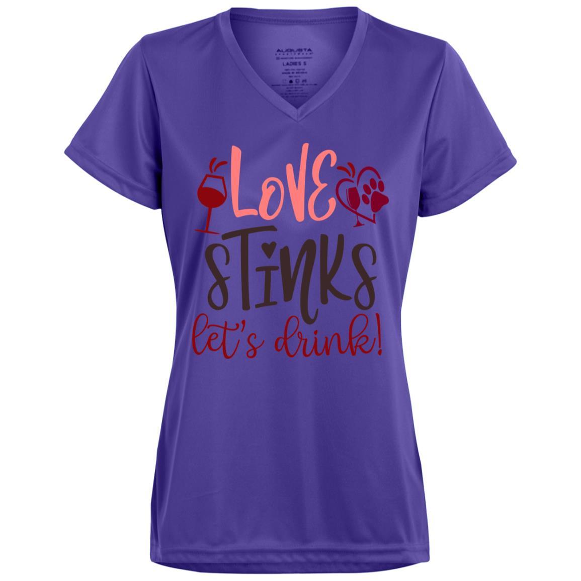 T-Shirts Purple / X-Small Winey Bitches Co "Love Stinks, Let's Drink Ladies' Wicking T-Shirt WineyBitchesCo