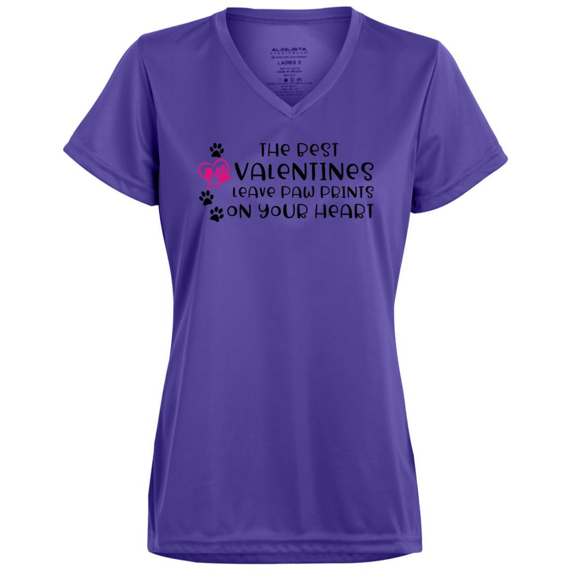 T-Shirts Purple / X-Small Winey Bitches Co "The Best Valentines Leave Paw Prints On Your Heart" Ladies' Wicking T-Shirt WineyBitchesCo