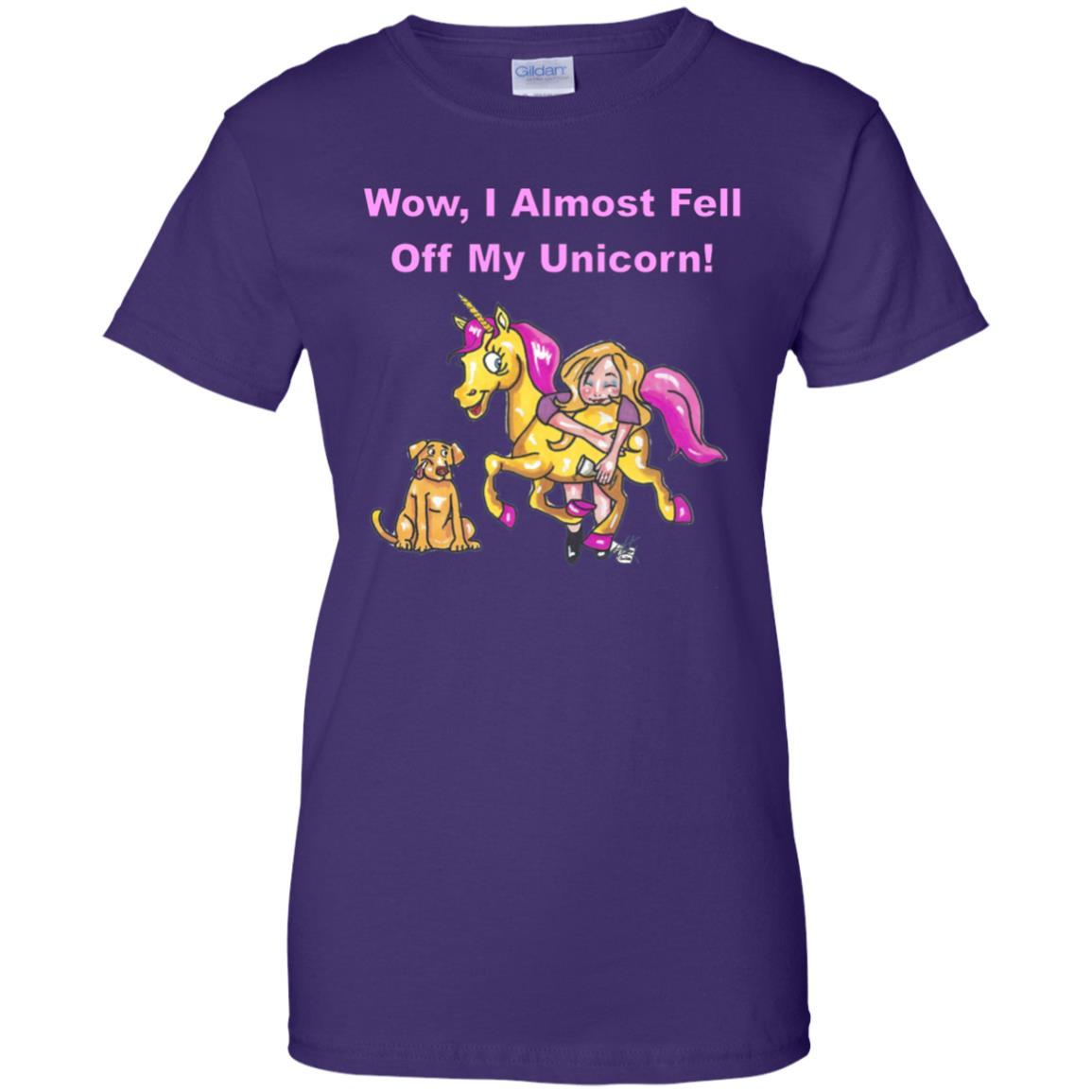 T-Shirts Purple / X-Small WineyBitches.co "Wow I Almost Fell Off My Unicorn Ladies' 100% Cotton T-Shirt WineyBitchesCo
