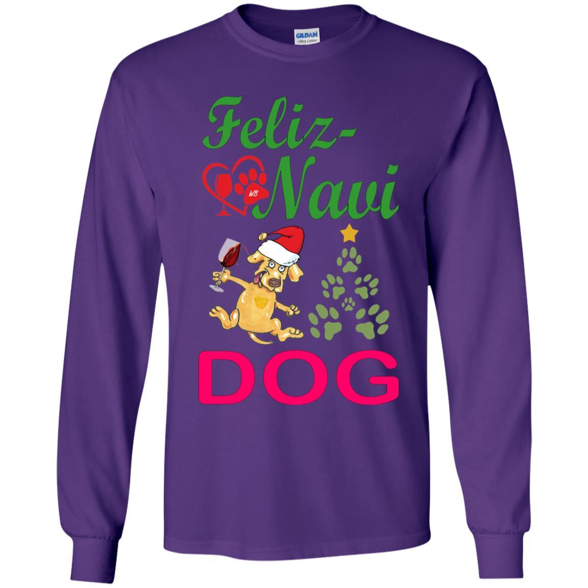 T-Shirts Purple / YS WineyBitches.co Feliz Navi Dog Youth LS T-Shirt WineyBitchesCo