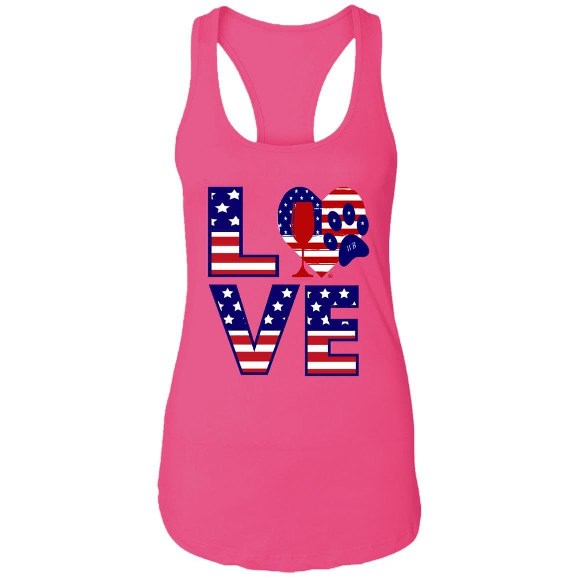 T-Shirts Raspberry / X-Small Winey Bitches Co "American Love Paw"  Ladies Ideal Racerback Tank WineyBitchesCo