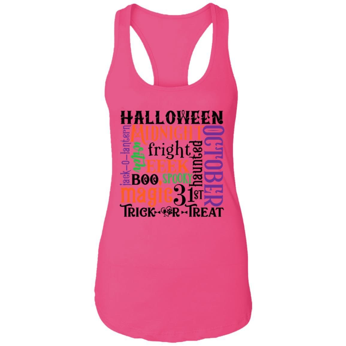 T-Shirts Raspberry / X-Small Winey Bitches Co "Halloween Word Jumble" Ladies Ideal Racerback Tank WineyBitchesCo