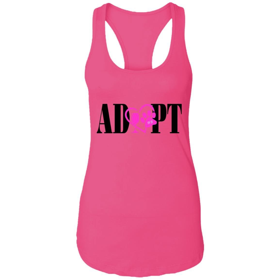 T-Shirts Raspberry / X-Small WineyBitches.Co “Adopt” Ladies Ideal Racerback Tank- Pink Heart- Blk Lettering WineyBitchesCo
