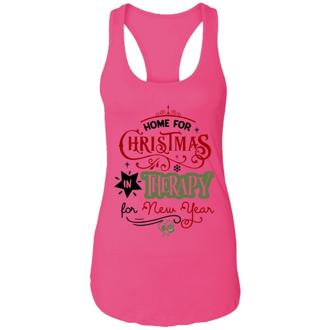 T-Shirts Raspberry / X-Small WineyBitches.Co "Home For Christmas, On Therapy For New Year" Ladies Ideal Racerback Tank WineyBitchesCo