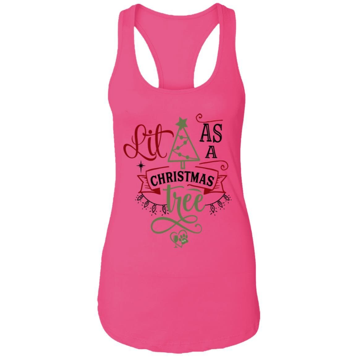 T-Shirts Raspberry / X-Small WineyBitches.Co "Lit As A Christmas Tree" Ladies Ideal Racerback Tank WineyBitchesCo