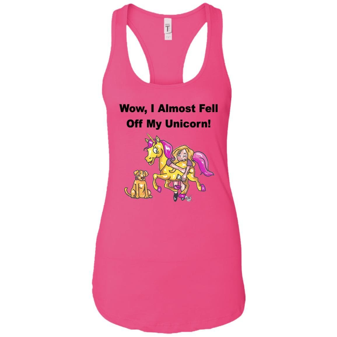 T-Shirts Raspberry / X-Small WineyBitches.co "Wow, I Almost Fell Off My Unicorn" Ladies Ideal Racerback Tank- BLK Lettering WineyBitchesCo