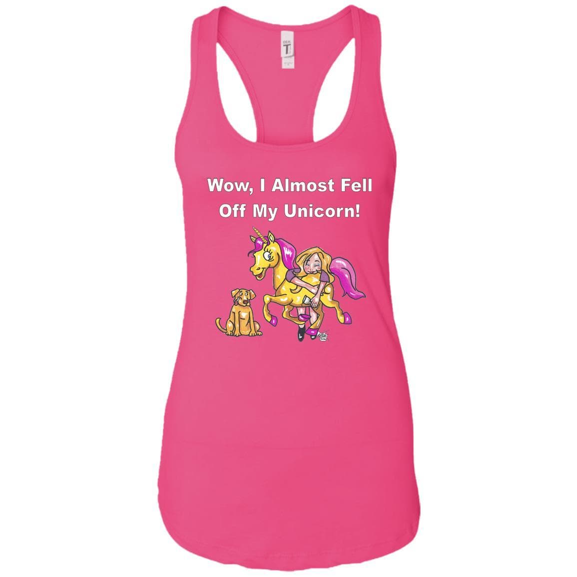 T-Shirts Raspberry / X-Small WineyBitches.co "Wow, I Almost Fell Off My Unicorn" Ladies Ideal Racerback Tank-Wht Lettering WineyBitchesCo
