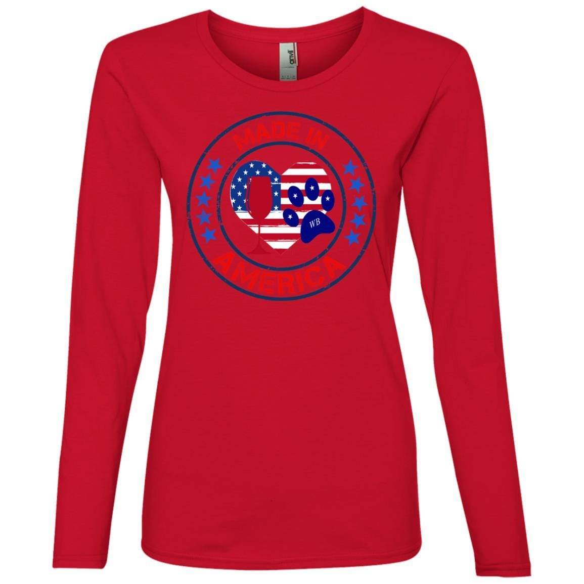 T-Shirts Red / S Winey Bitches Co "Made In America" Ladies' Lightweight LS T-Shirt WineyBitchesCo