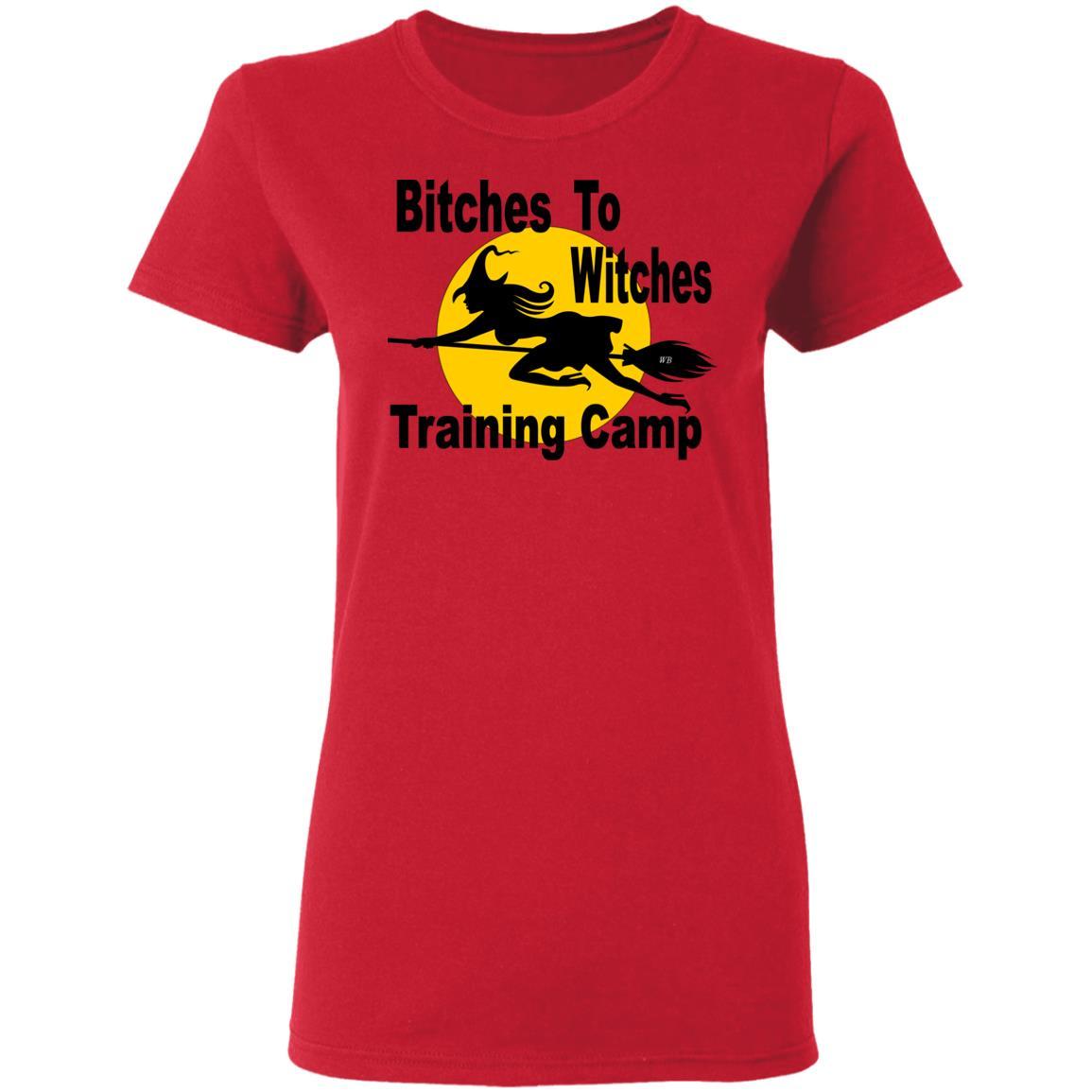 T-Shirts Red / S WineyBitches.Co "Bitches To Witches Training Camp" Halloween Ladies' 5.3 oz. T-Shirt WineyBitchesCo