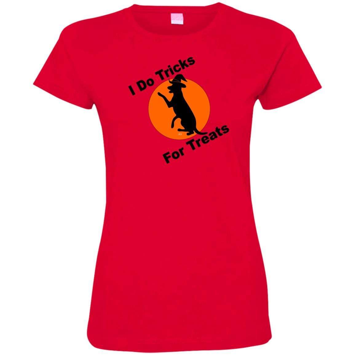 T-Shirts Red / S WineyBitches.Co "I Do Tricks For Treats" Dog- Ladies' Fine Jersey T-Shirt WineyBitchesCo