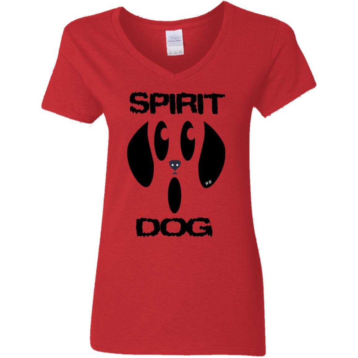 T-Shirts Red / S WineyBitches.Co "Spirit Dog" Halloween Ladies' 5.3 oz. V-Neck T-Shirt WineyBitchesCo