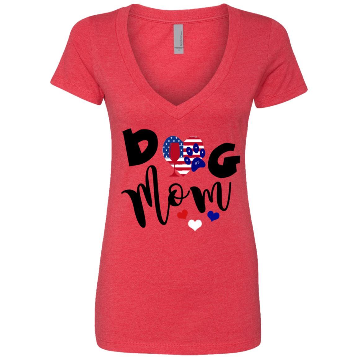 T-Shirts Red/ / S WineyBitches.Col Dog Mom Ladies' Deep V-Neck T-Shirt WineyBitchesCo