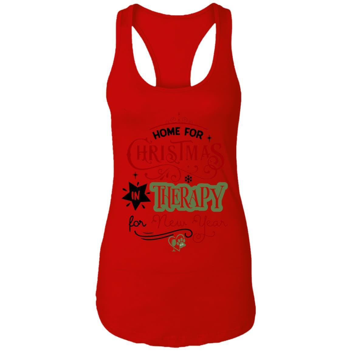 T-Shirts Red / X-Small WineyBitches.Co "Home For Christmas, On Therapy For New Year" Ladies Ideal Racerback Tank WineyBitchesCo