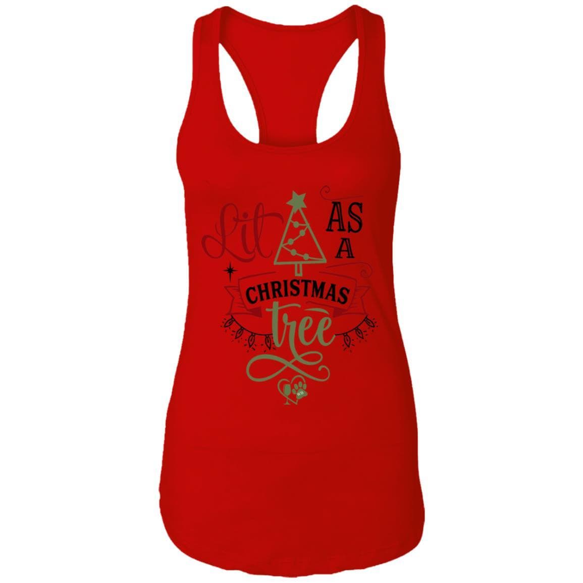 T-Shirts Red / X-Small WineyBitches.Co "Lit As A Christmas Tree" Ladies Ideal Racerback Tank WineyBitchesCo