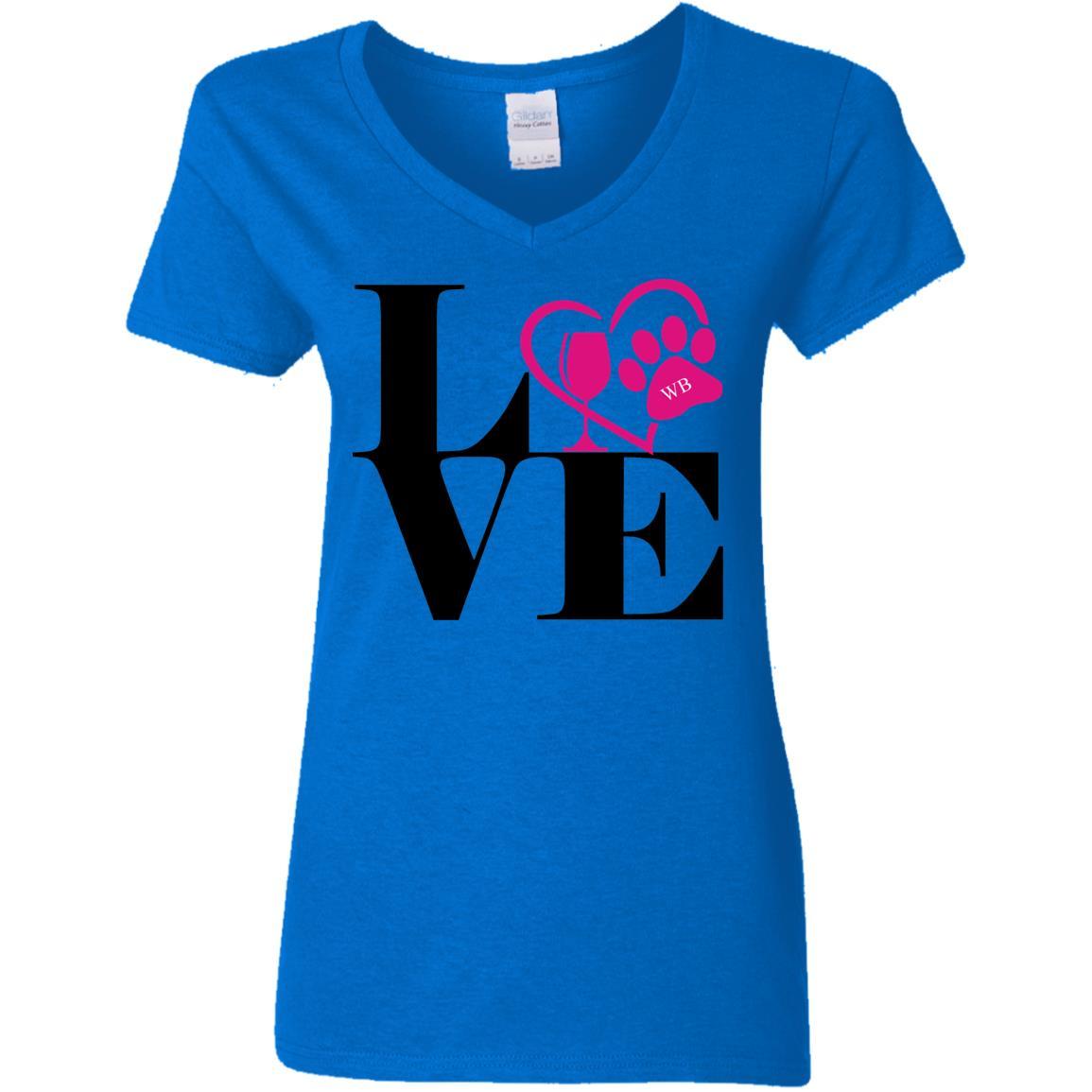 T-Shirts Royal / S WineyBitches.Co "Love Paw 2" Ladies' 5.3 oz. V-Neck T-Shirt WineyBitchesCo