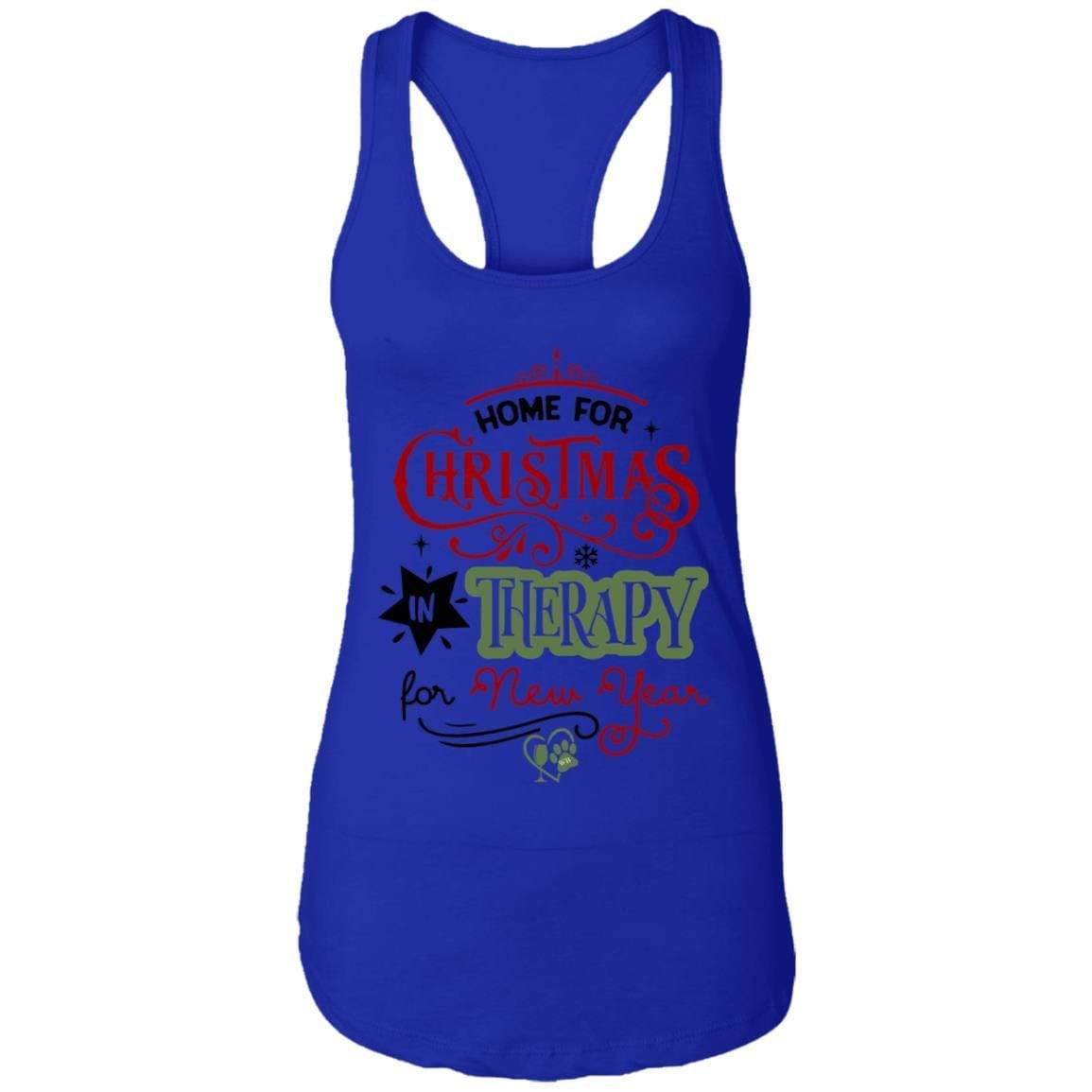 T-Shirts Royal / X-Small WineyBitches.Co "Home For Christmas, On Therapy For New Year" Ladies Ideal Racerback Tank WineyBitchesCo