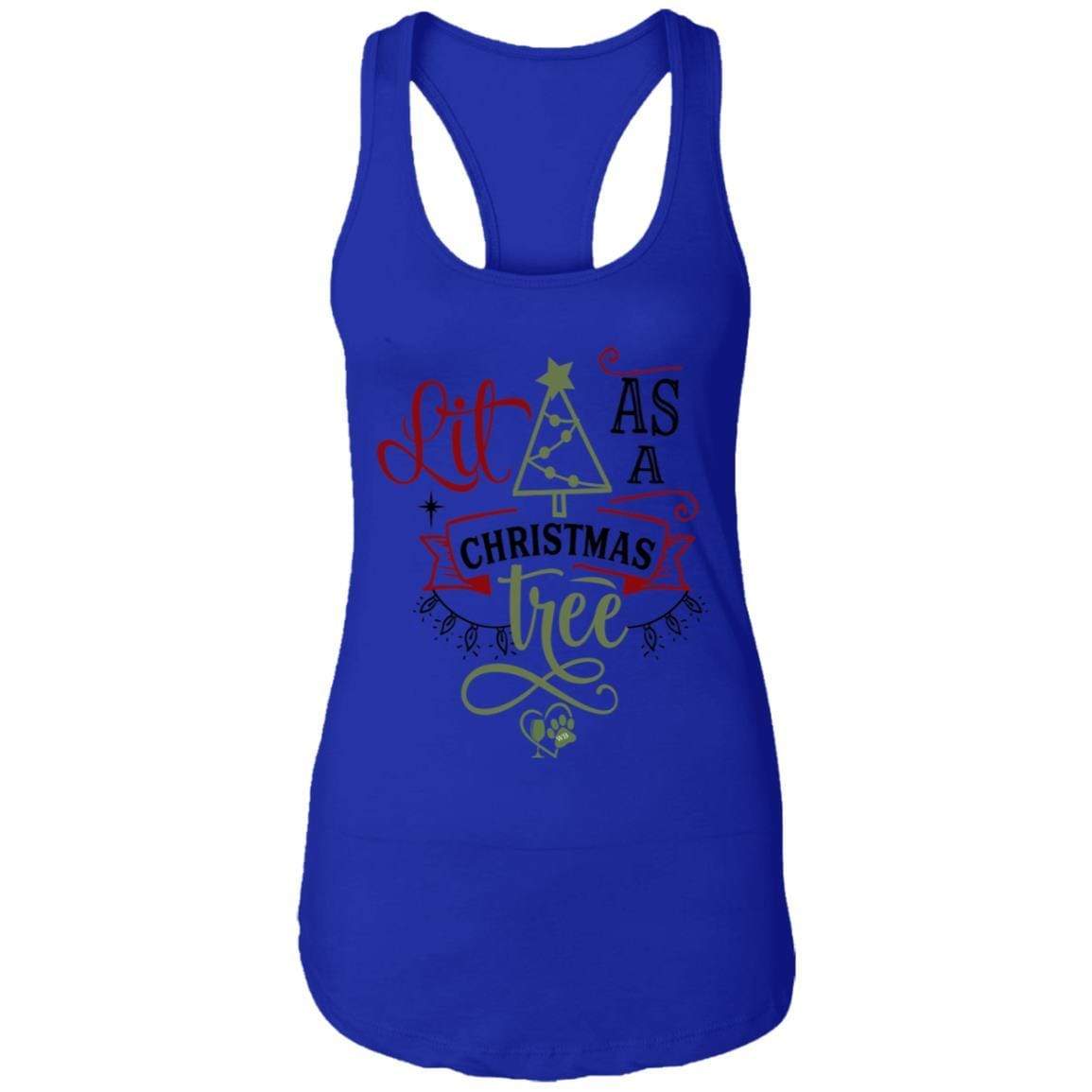 T-Shirts Royal / X-Small WineyBitches.Co "Lit As A Christmas Tree" Ladies Ideal Racerback Tank WineyBitchesCo